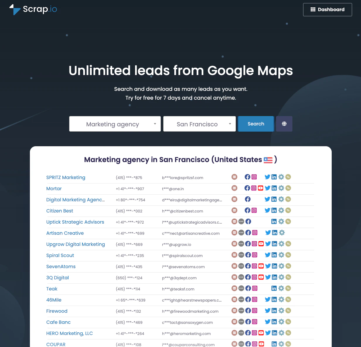 screenshot of Scrap.io