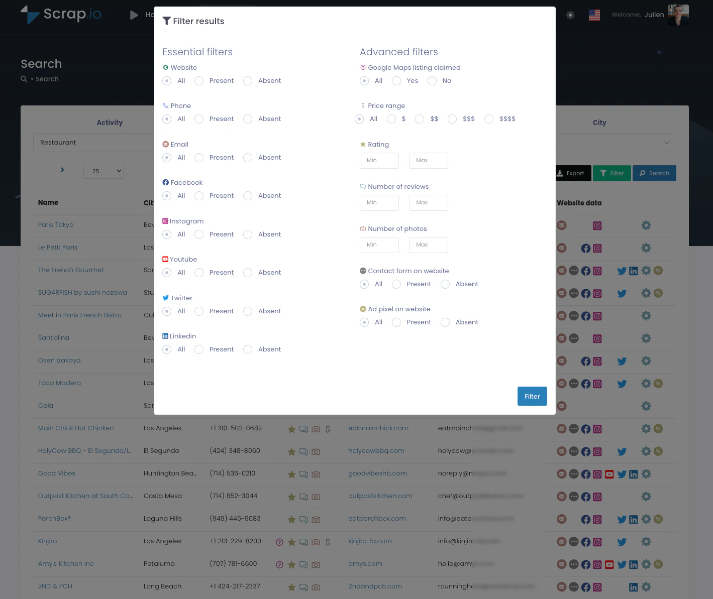 screenshot of Scrap.io