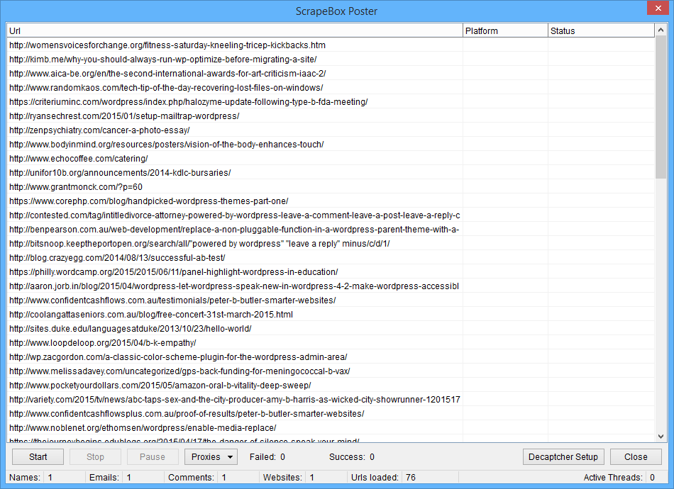 screenshot of ScrapeBox