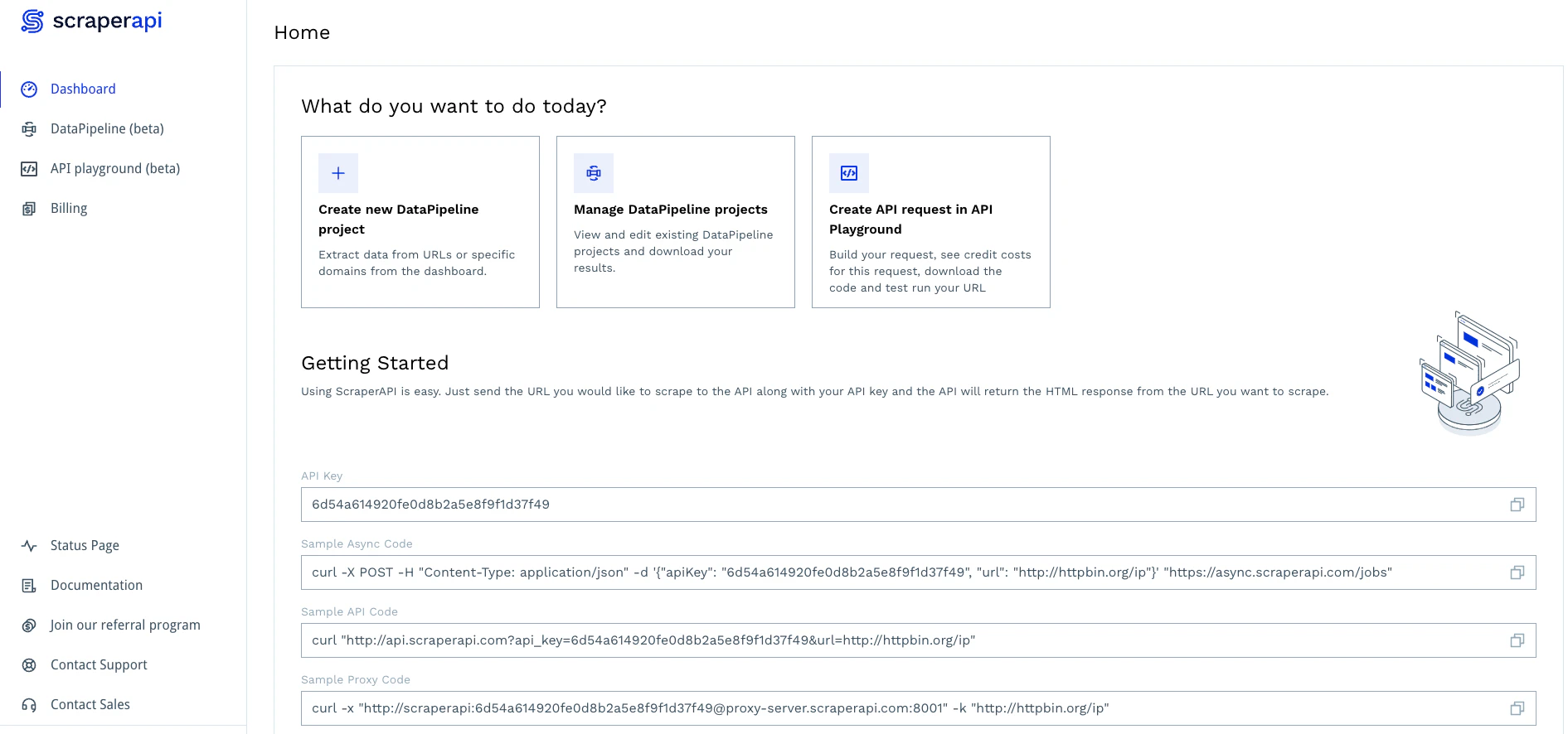 screenshot of ScraperAPI