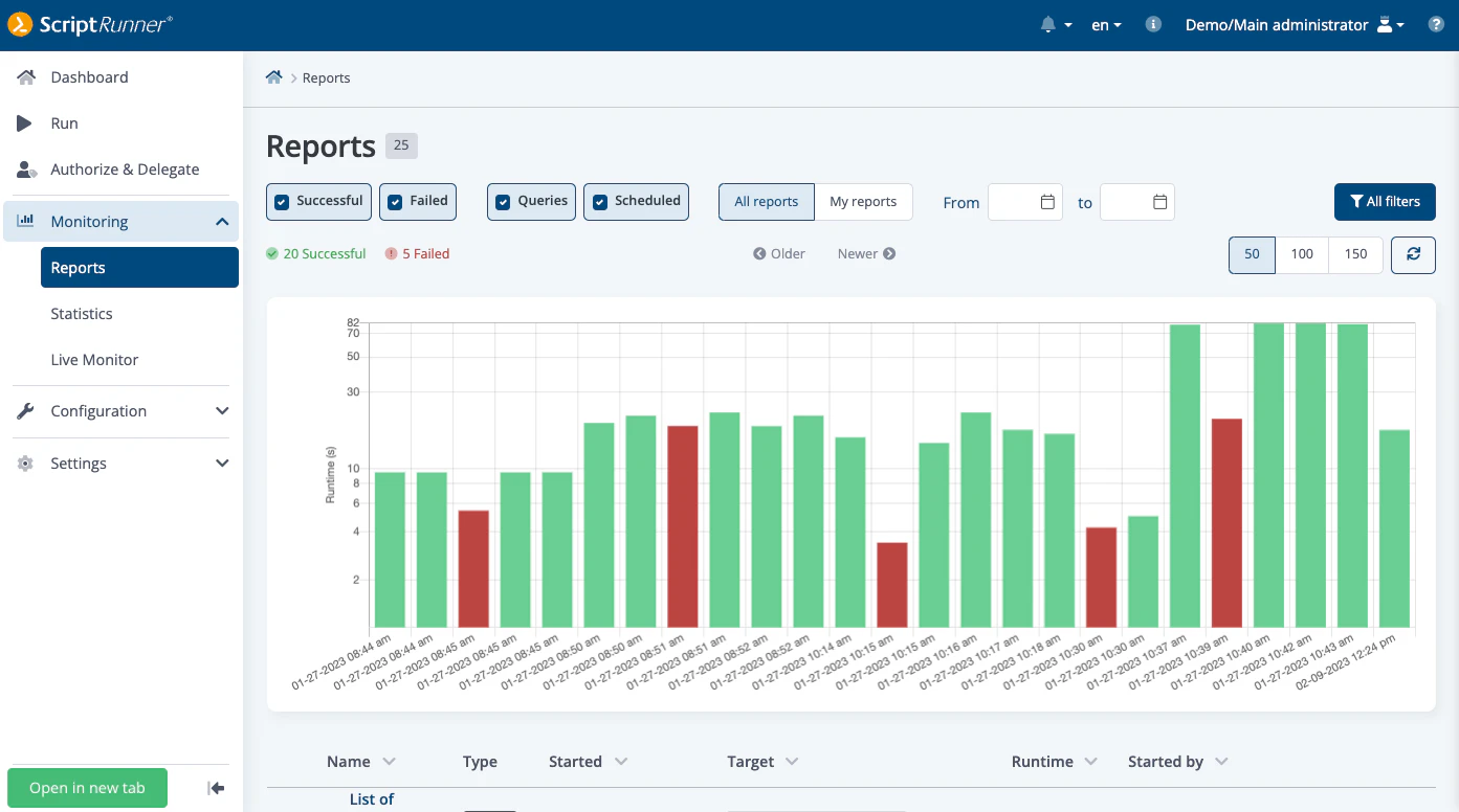 screenshot of ScriptRunner