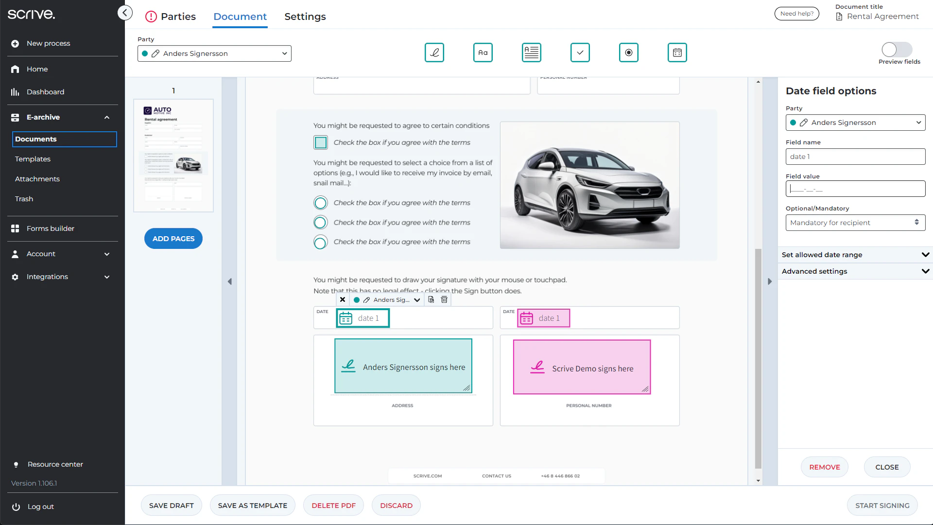 screenshot of Scrive