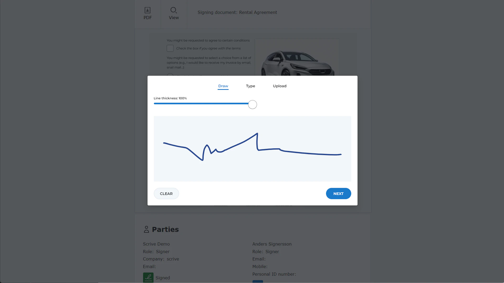 screenshot of Scrive