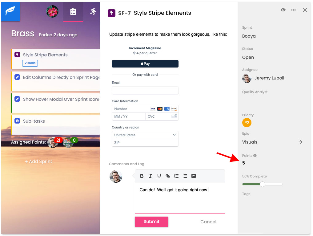 screenshot of Scrumfast
