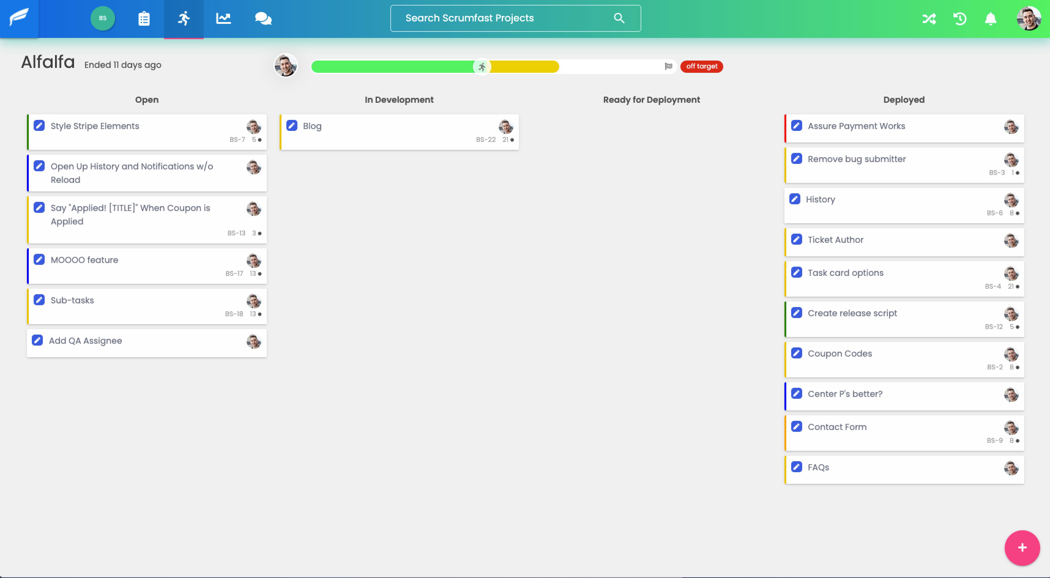 screenshot of Scrumfast