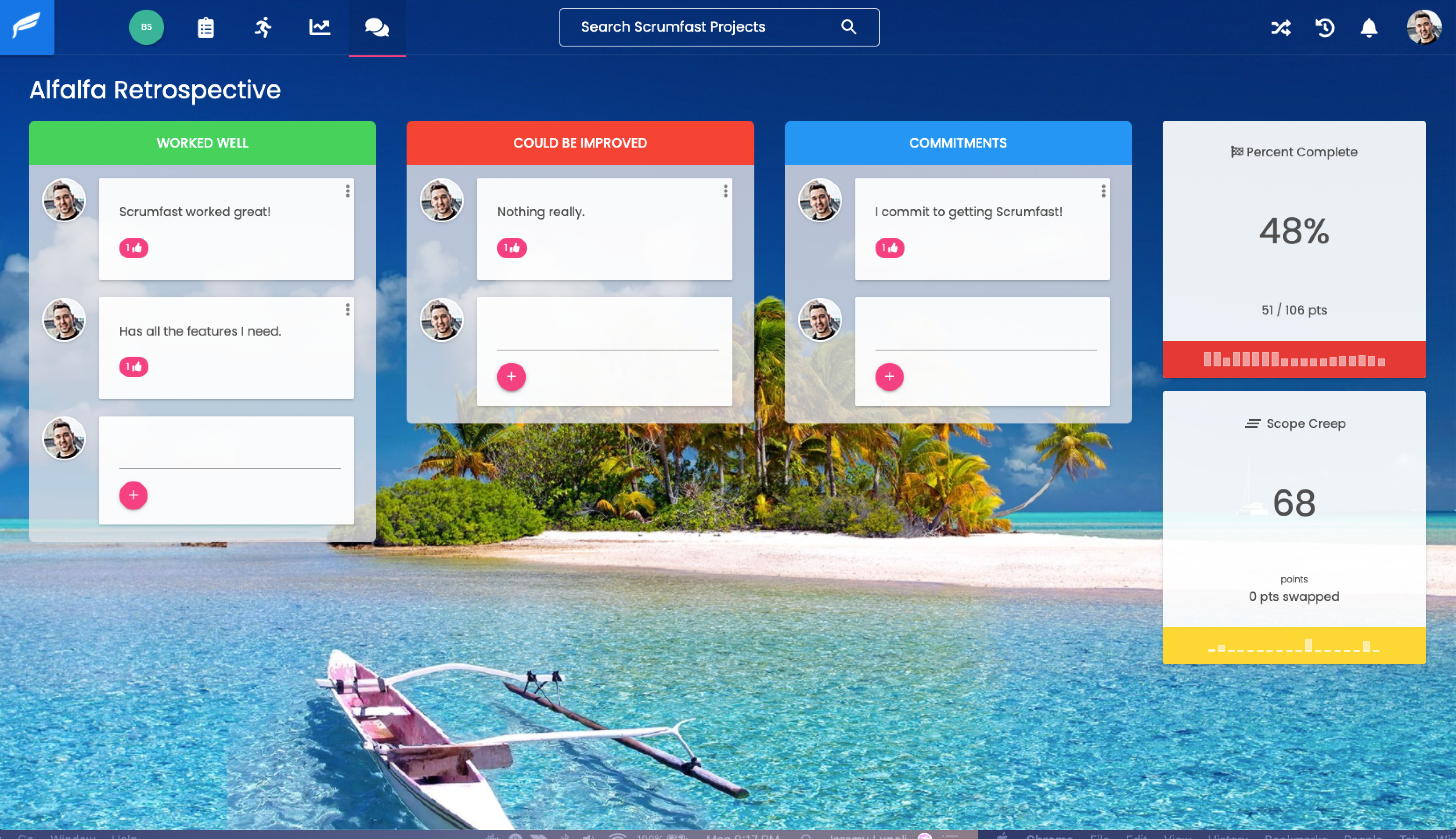 screenshot of Scrumfast