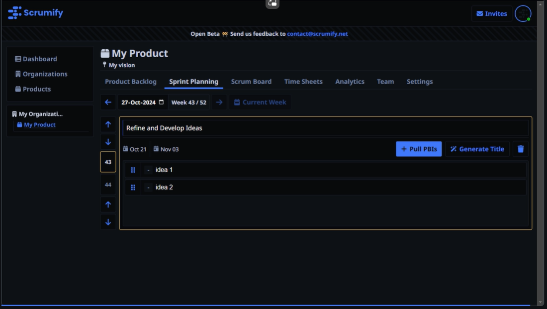 screenshot of Scrumify
