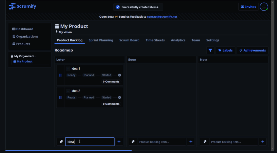 screenshot of Scrumify