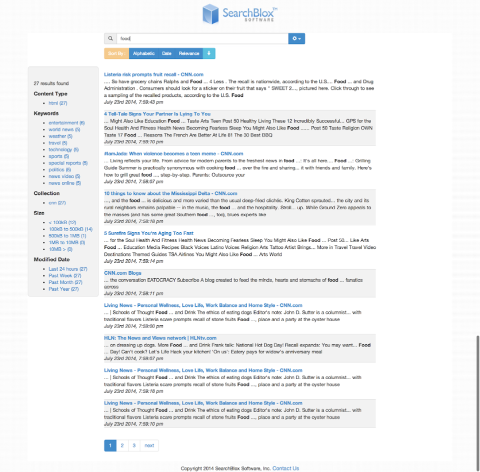 screenshot of SearchBlox