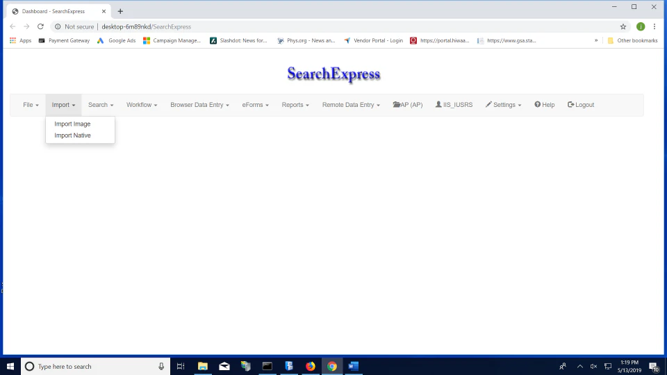 screenshot of SearchExpress