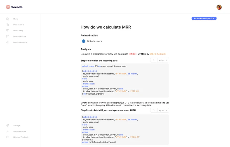 screenshot of Secoda