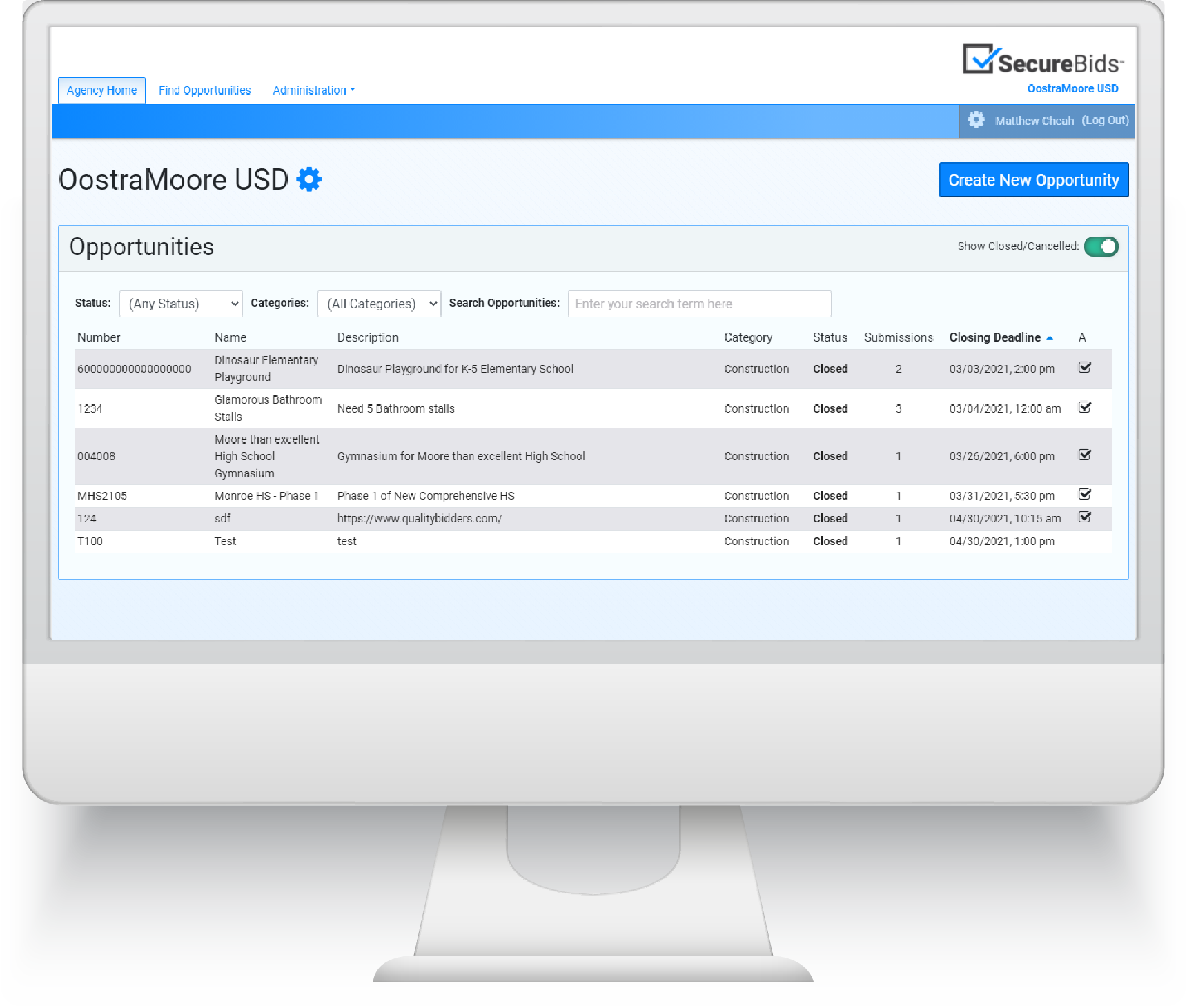 screenshot of SecureBids