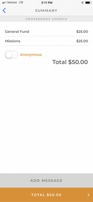 screenshot of SecureGive