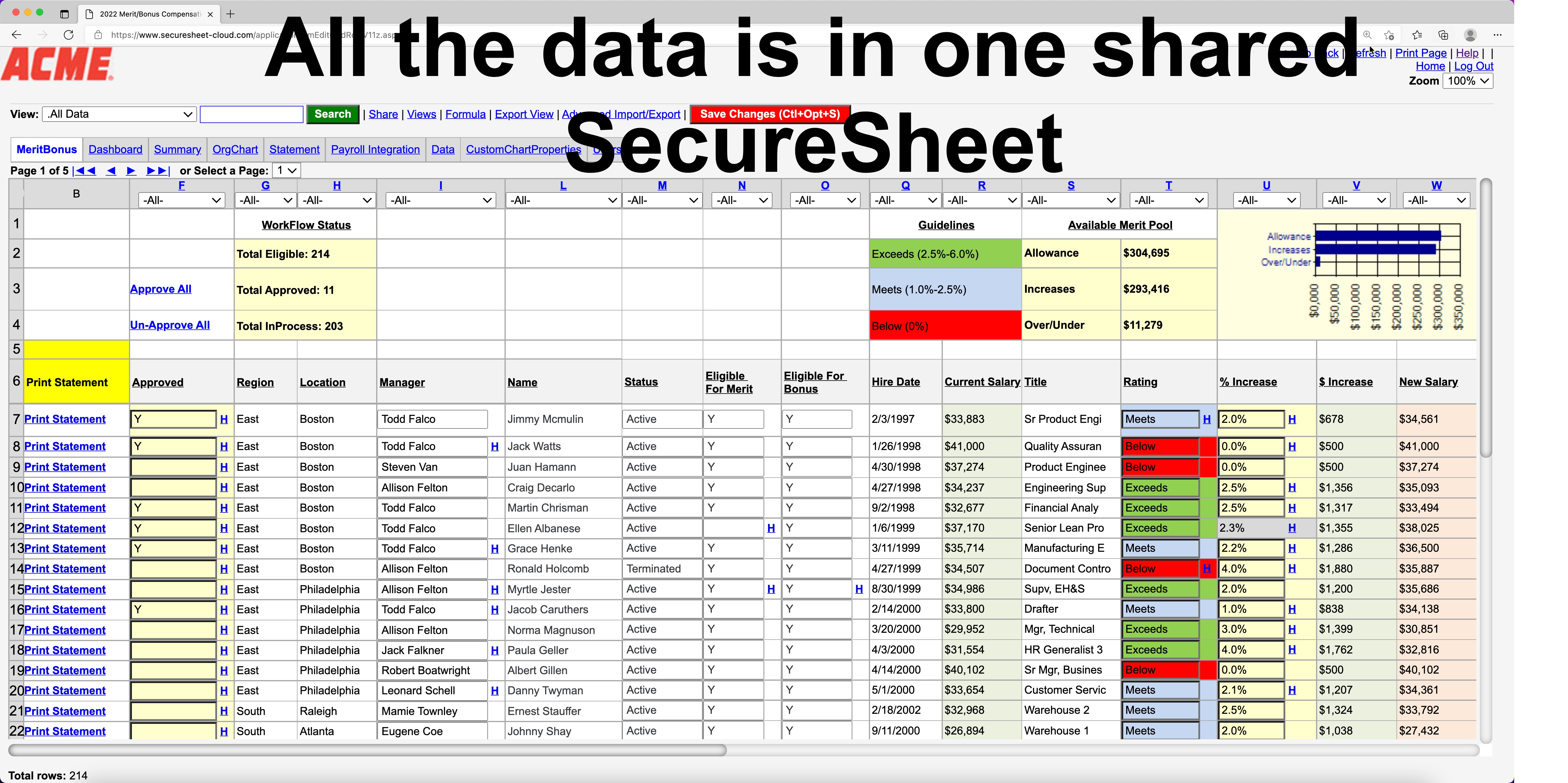 screenshot of SecureSheet