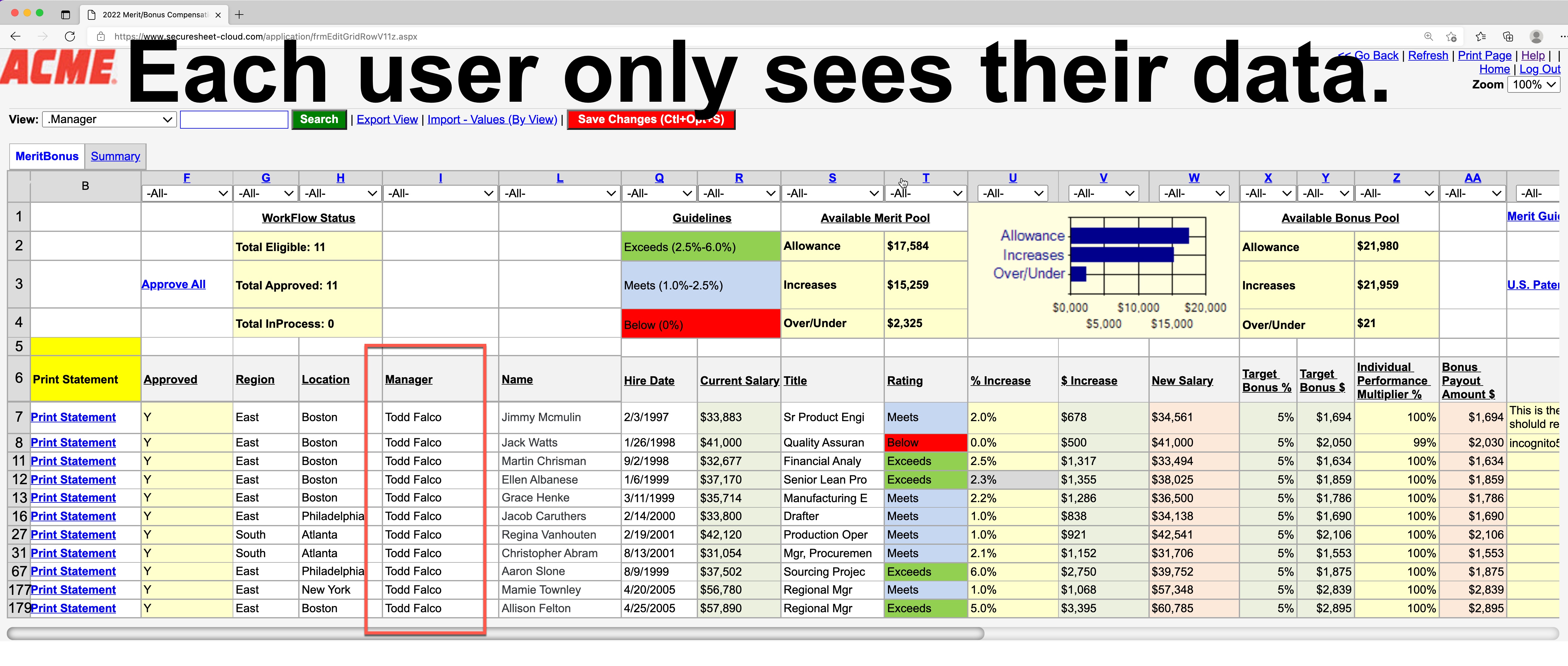 screenshot of SecureSheet