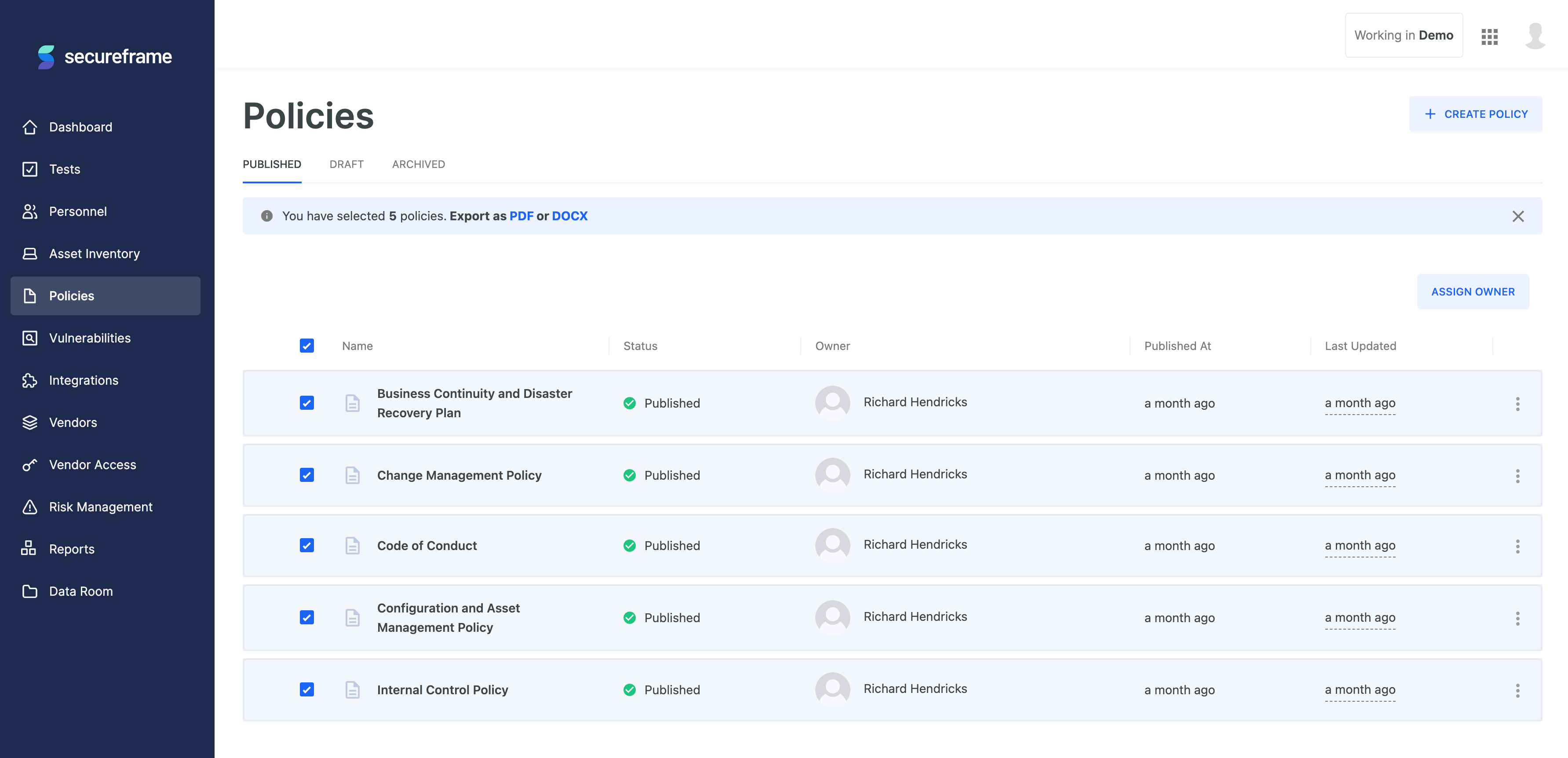 screenshot of Secureframe