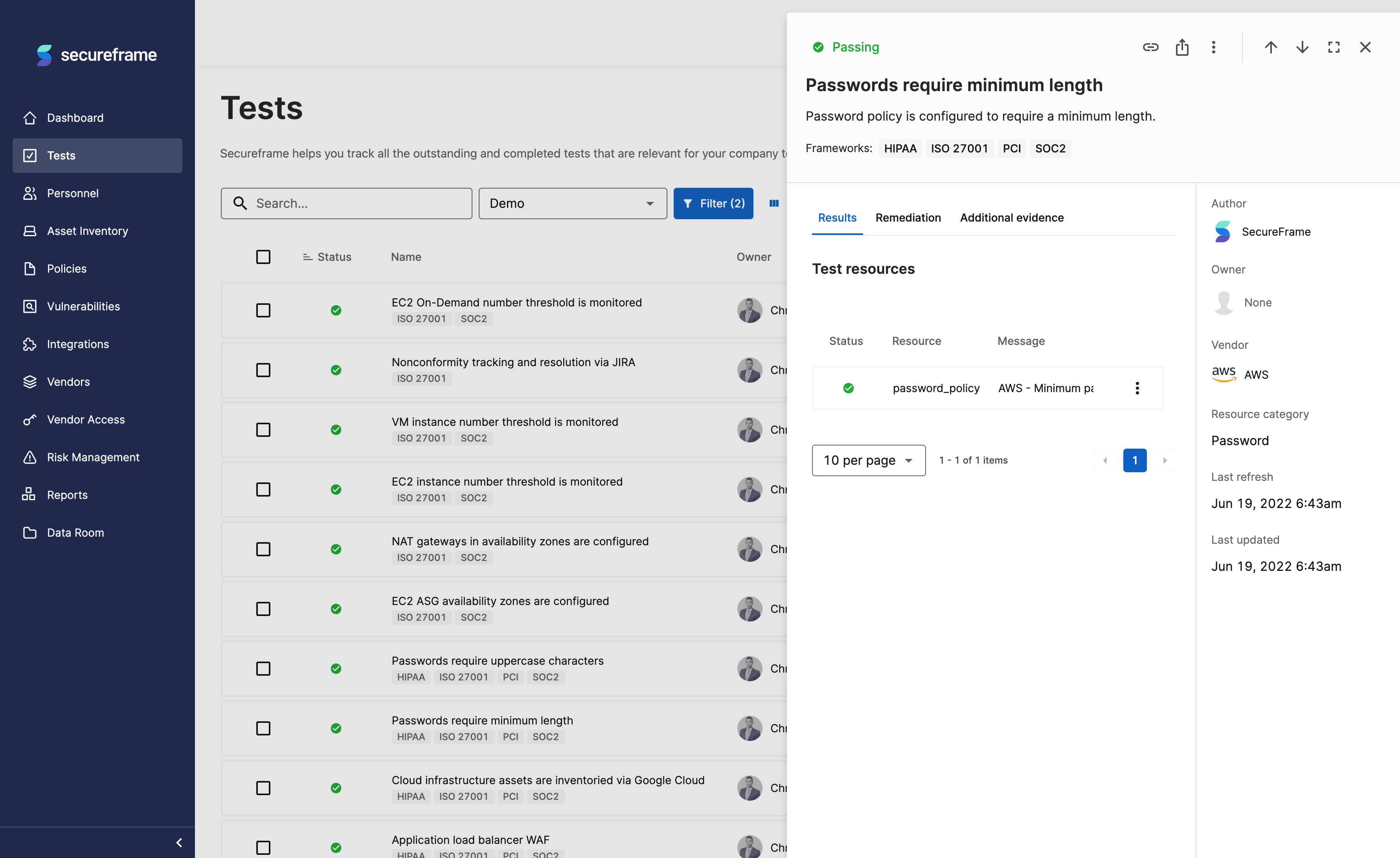 screenshot of Secureframe