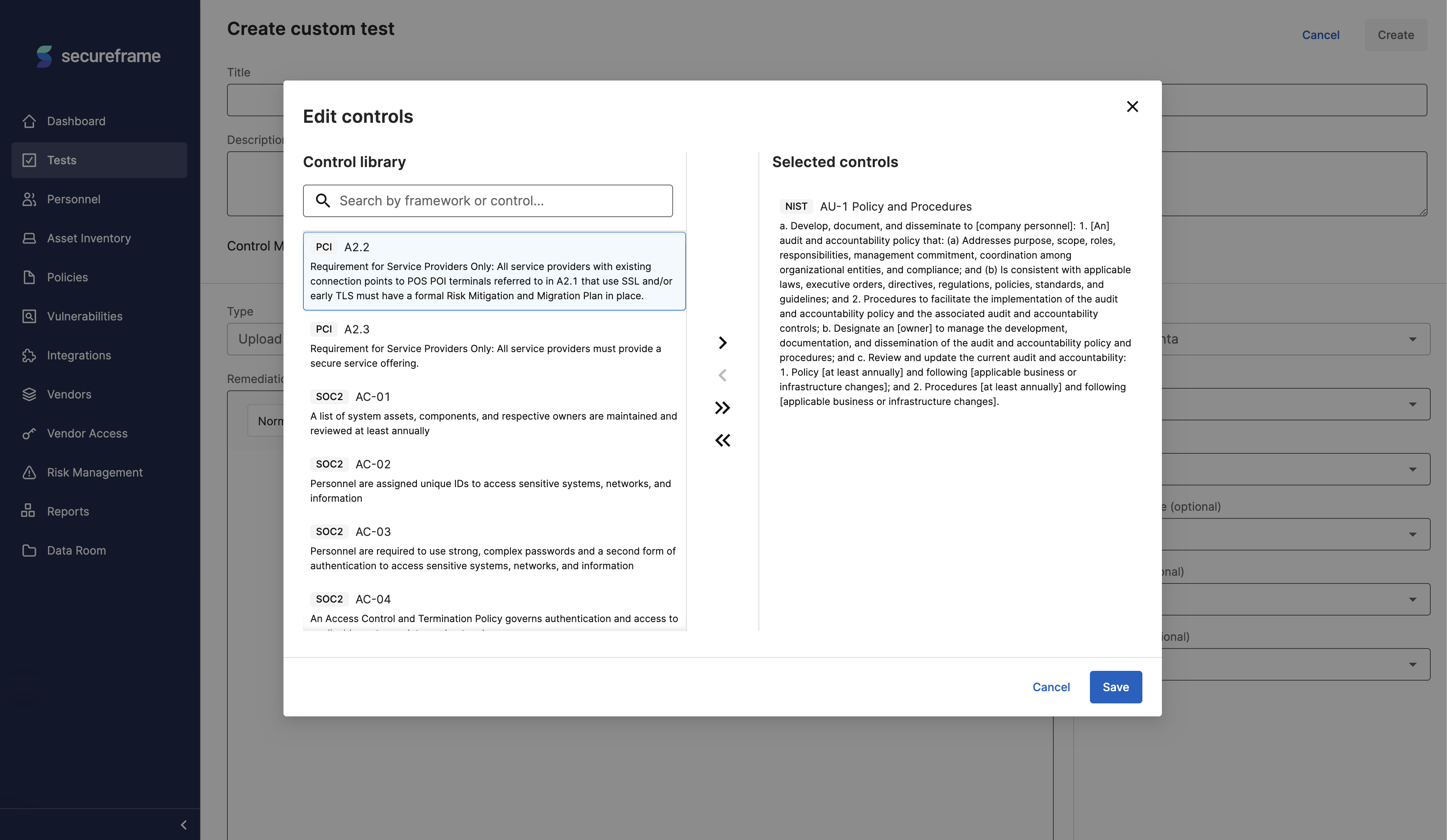 screenshot of Secureframe