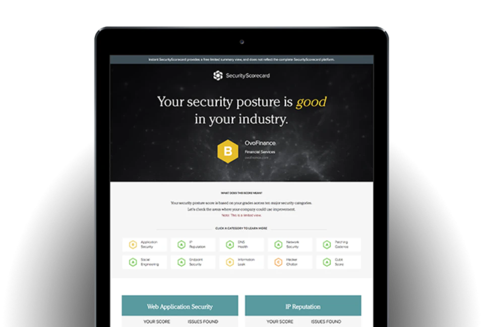 screenshot of SecurityScorecard