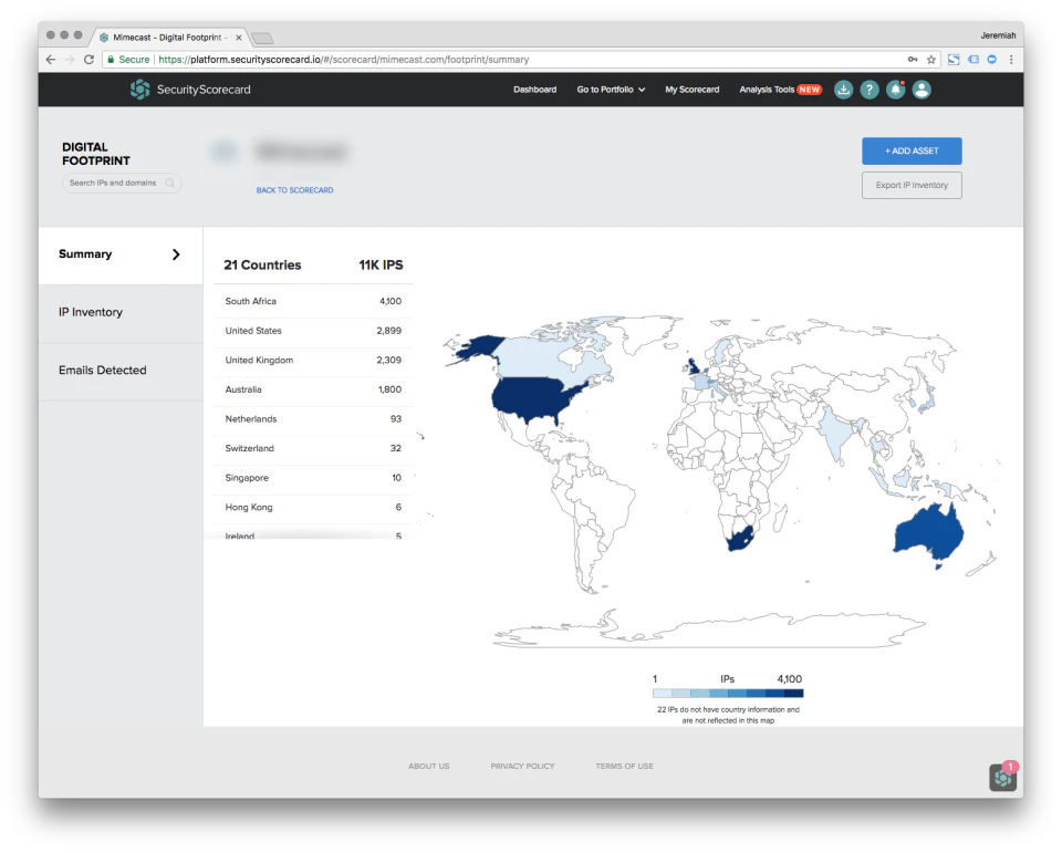 screenshot of SecurityScorecard
