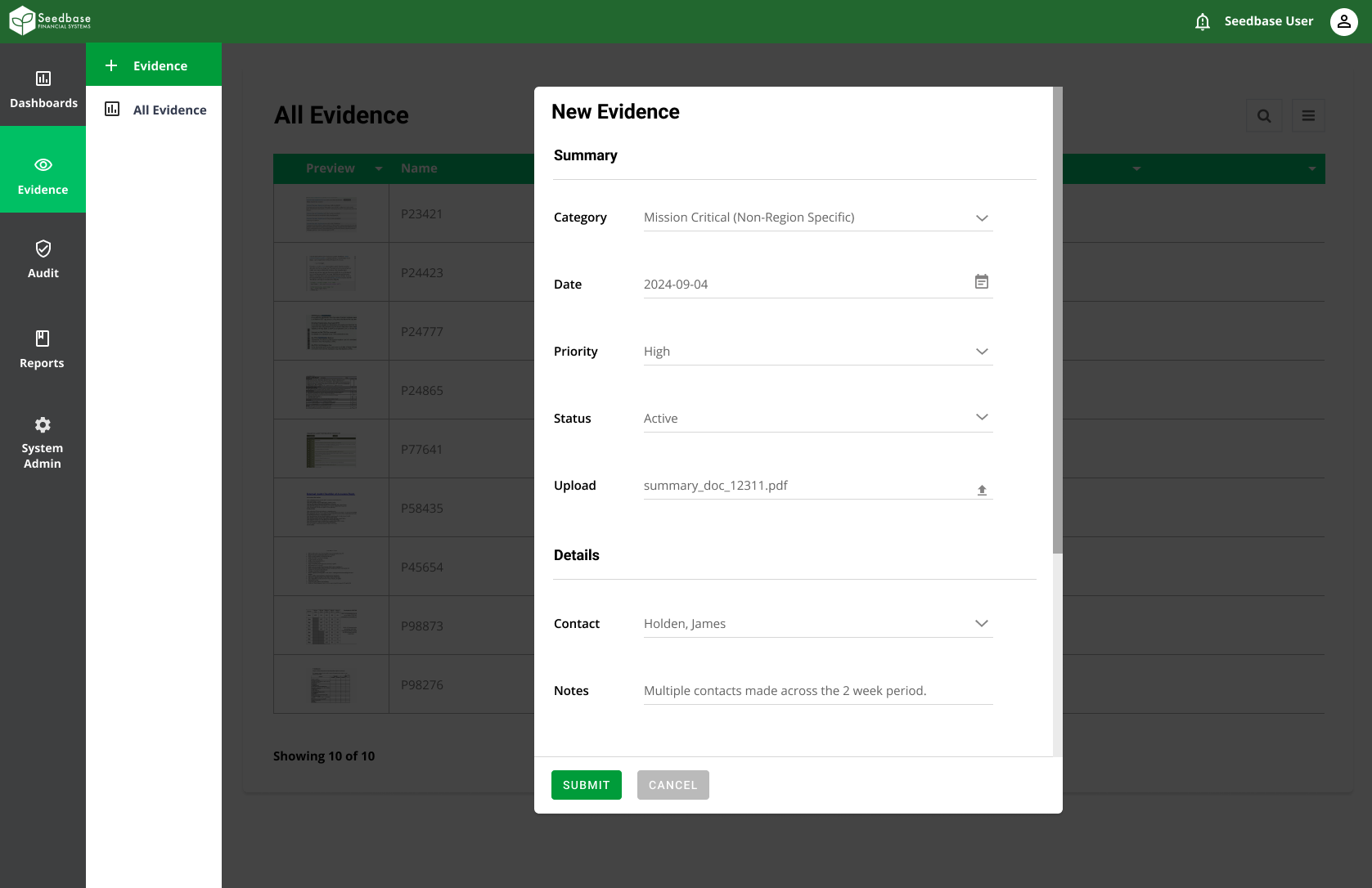 screenshot of Seedbase