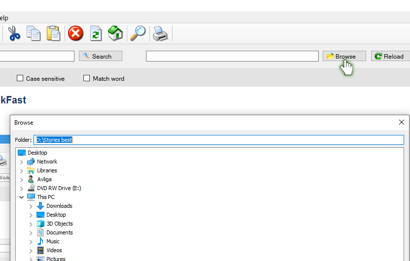 screenshot of SeekFast