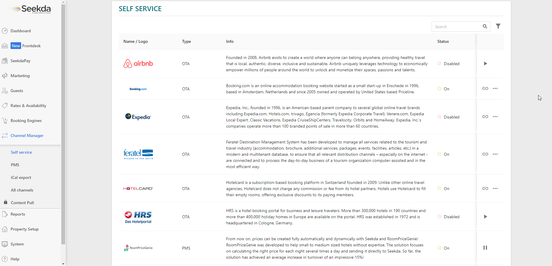 screenshot of Seekda