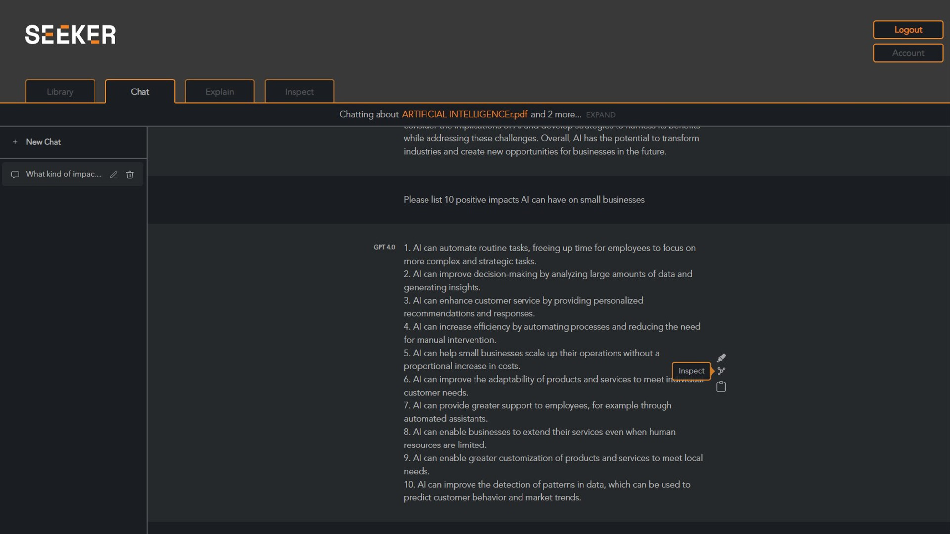screenshot of Seeker