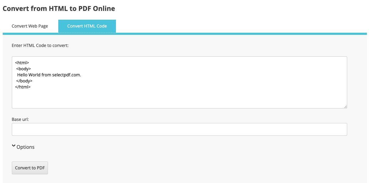 screenshot of SelectPdf