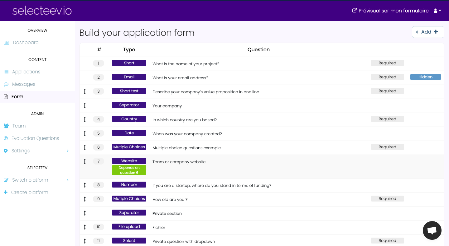 screenshot of Selecteev