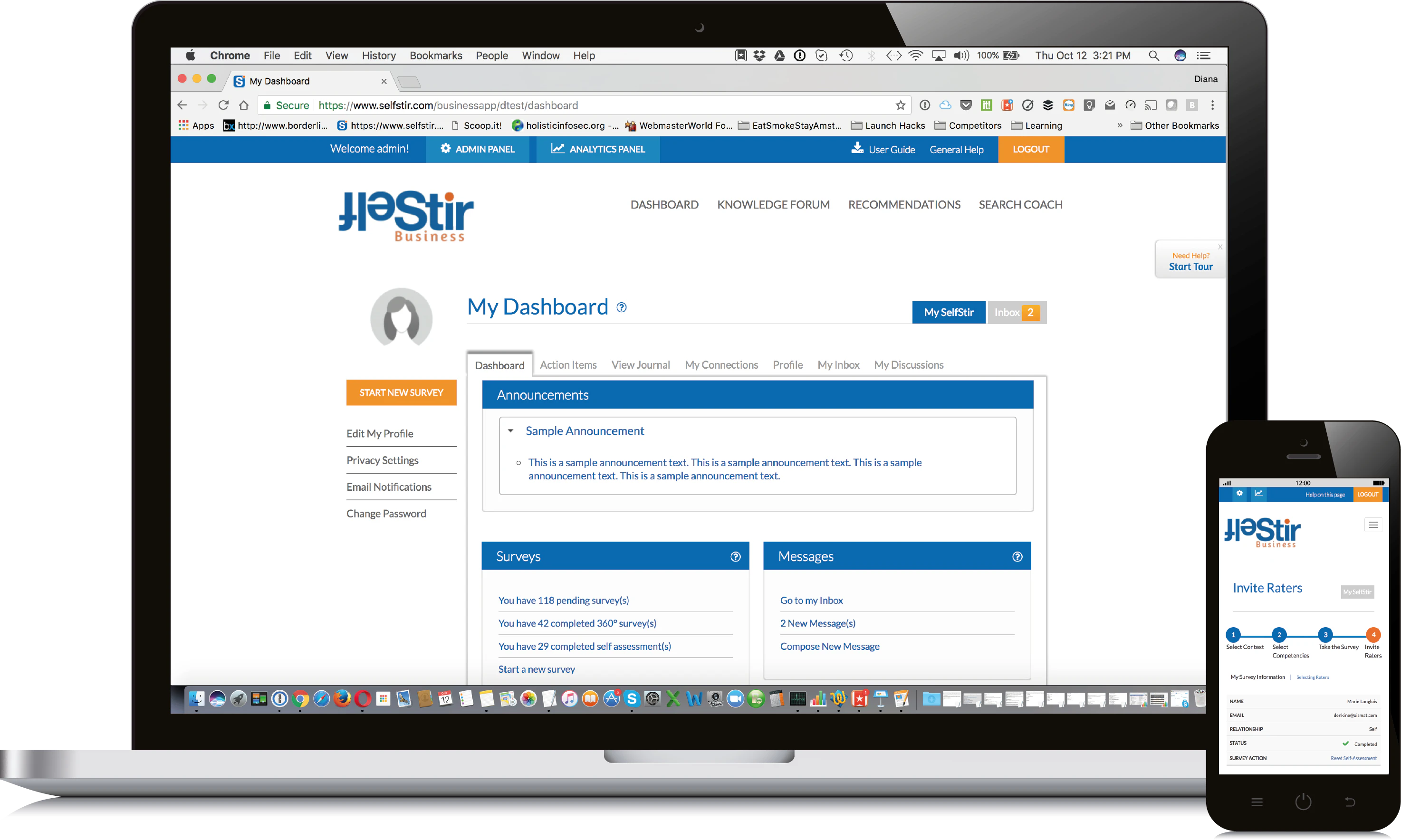screenshot of SelfStir.com