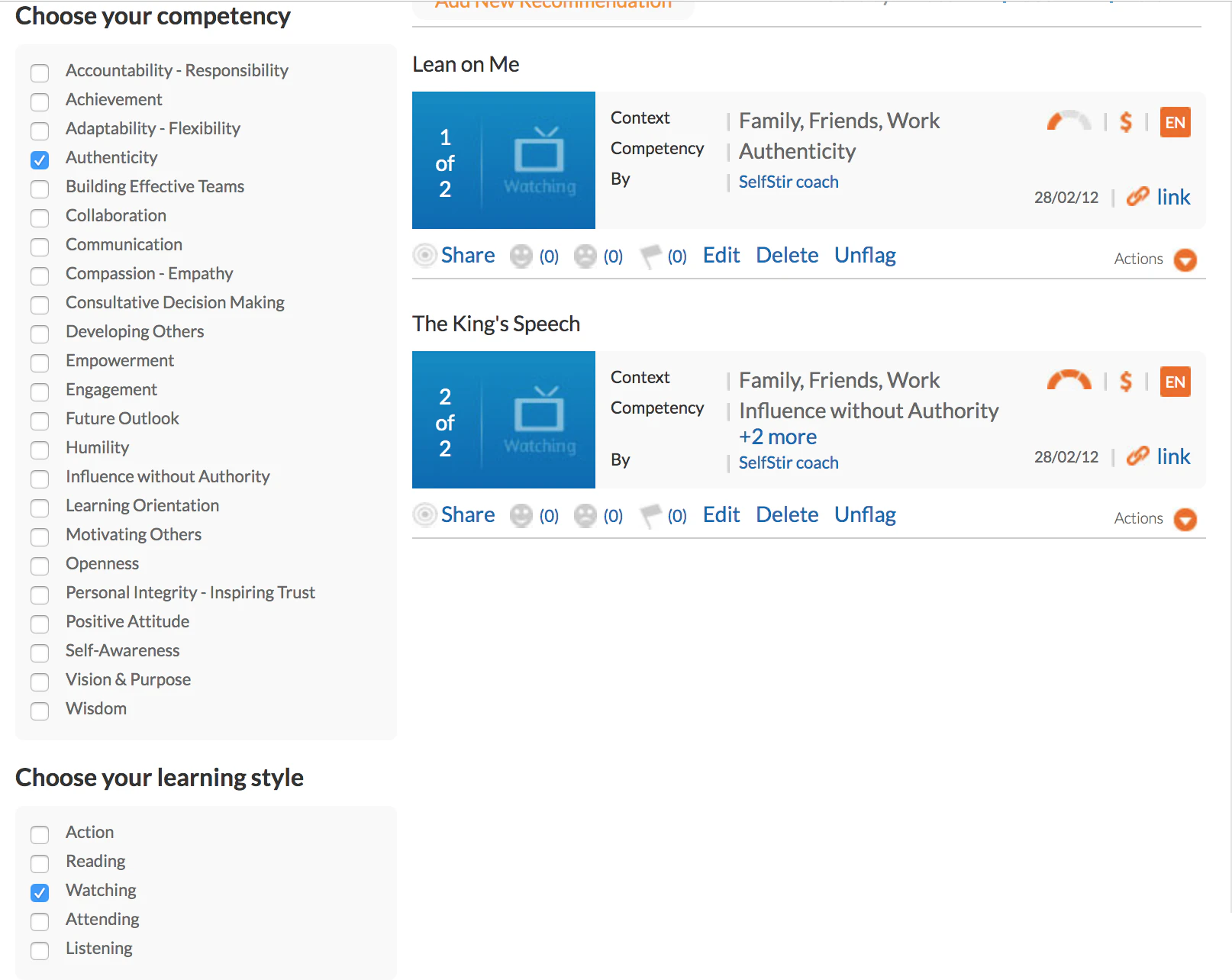 screenshot of SelfStir.com