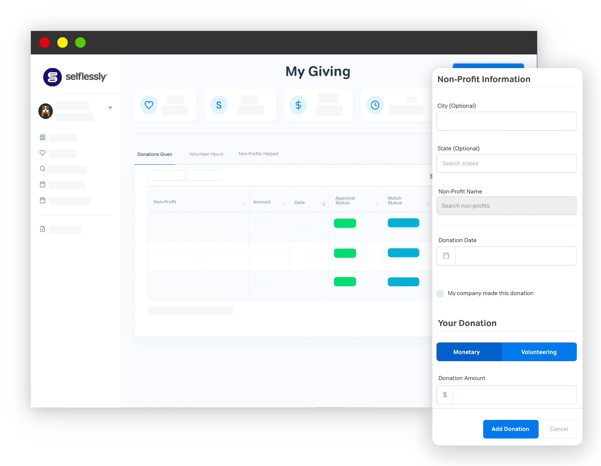 screenshot of Selflessly