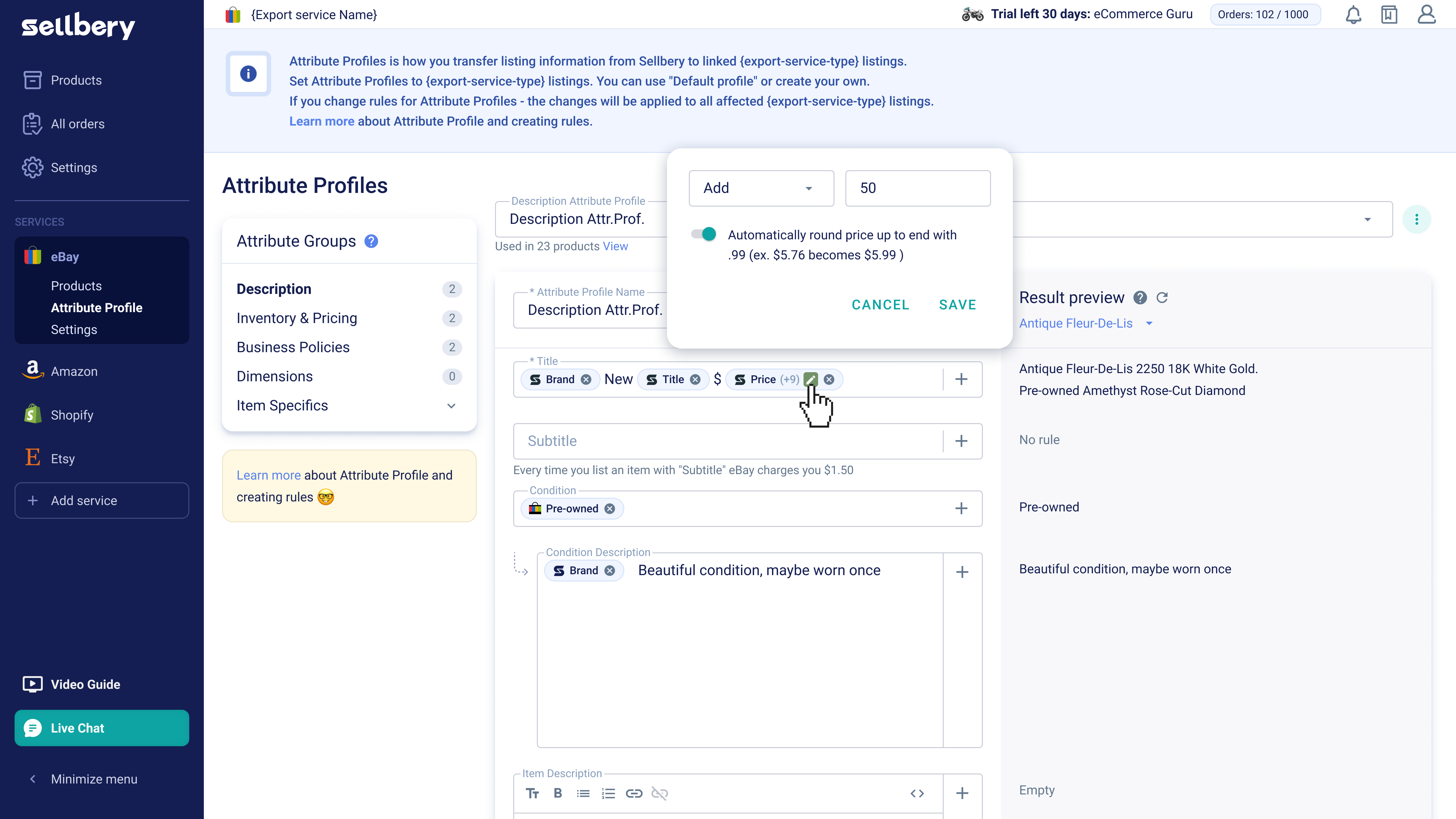screenshot of Sellbery