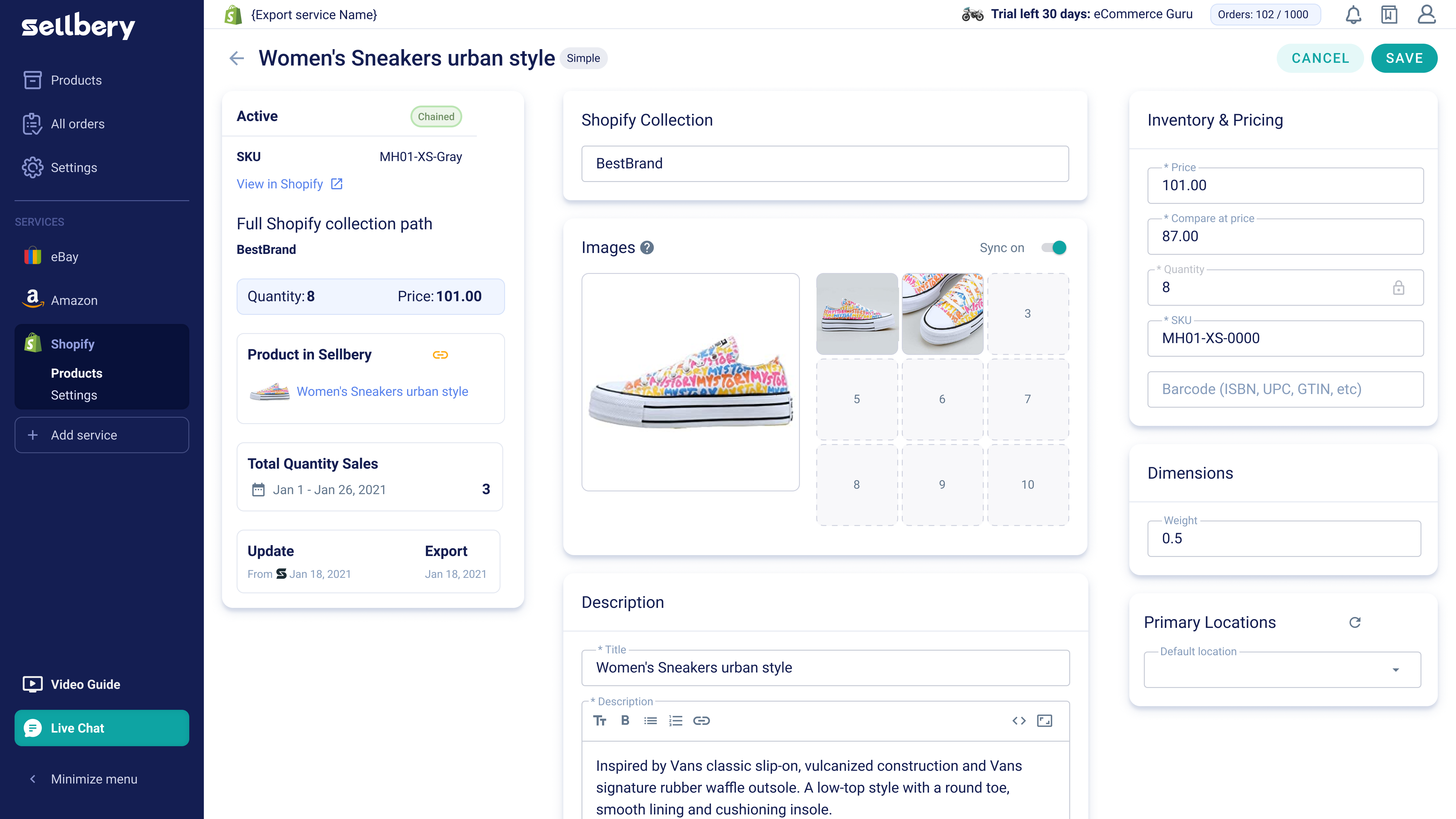 screenshot of Sellbery