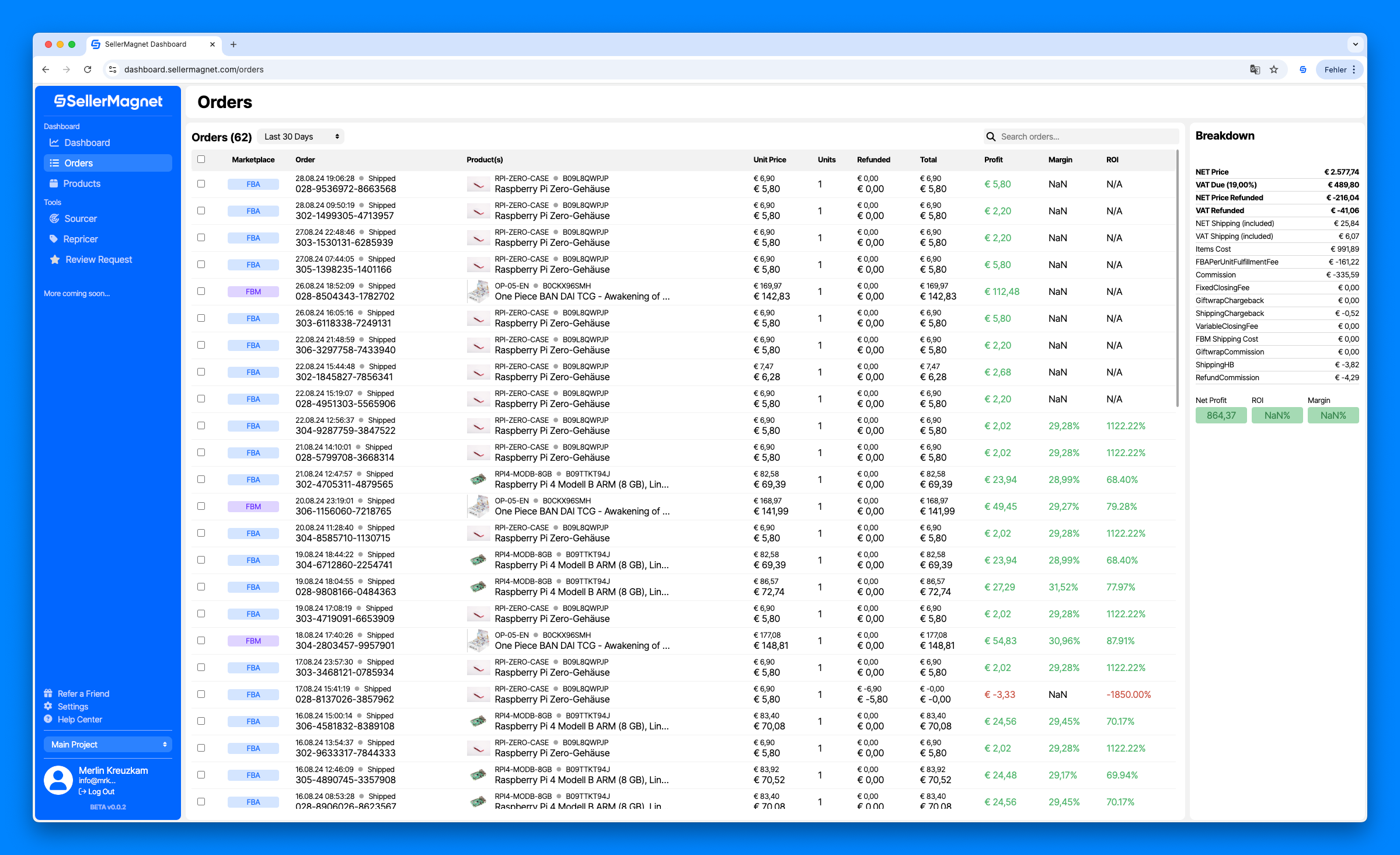 screenshot of SellerMagnet