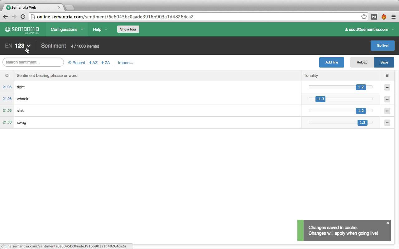 screenshot of Semantria