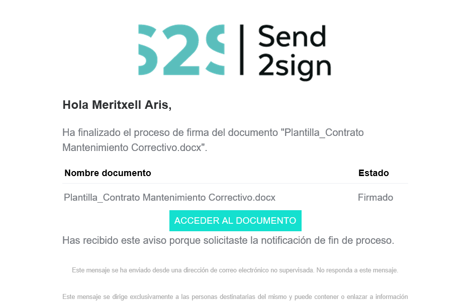 screenshot of Send2sign