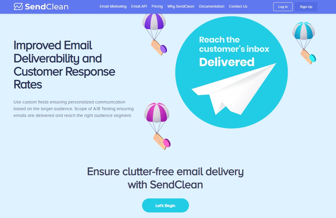 screenshot of SendClean