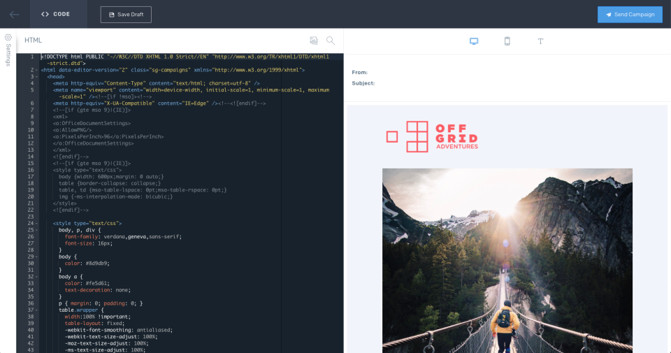 screenshot of SendGrid