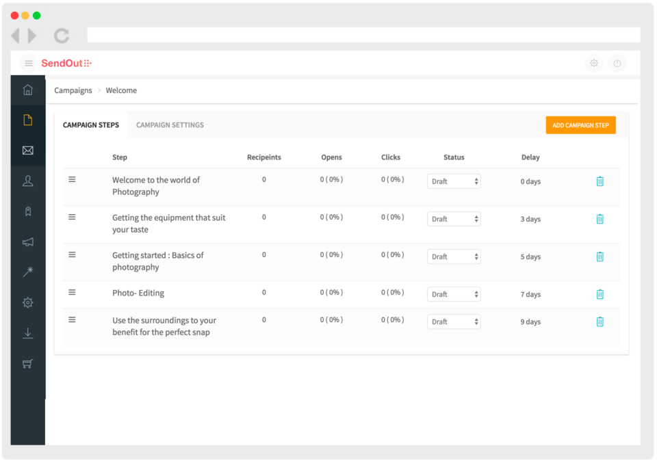 screenshot of SendOut