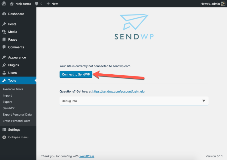 screenshot of SendWP