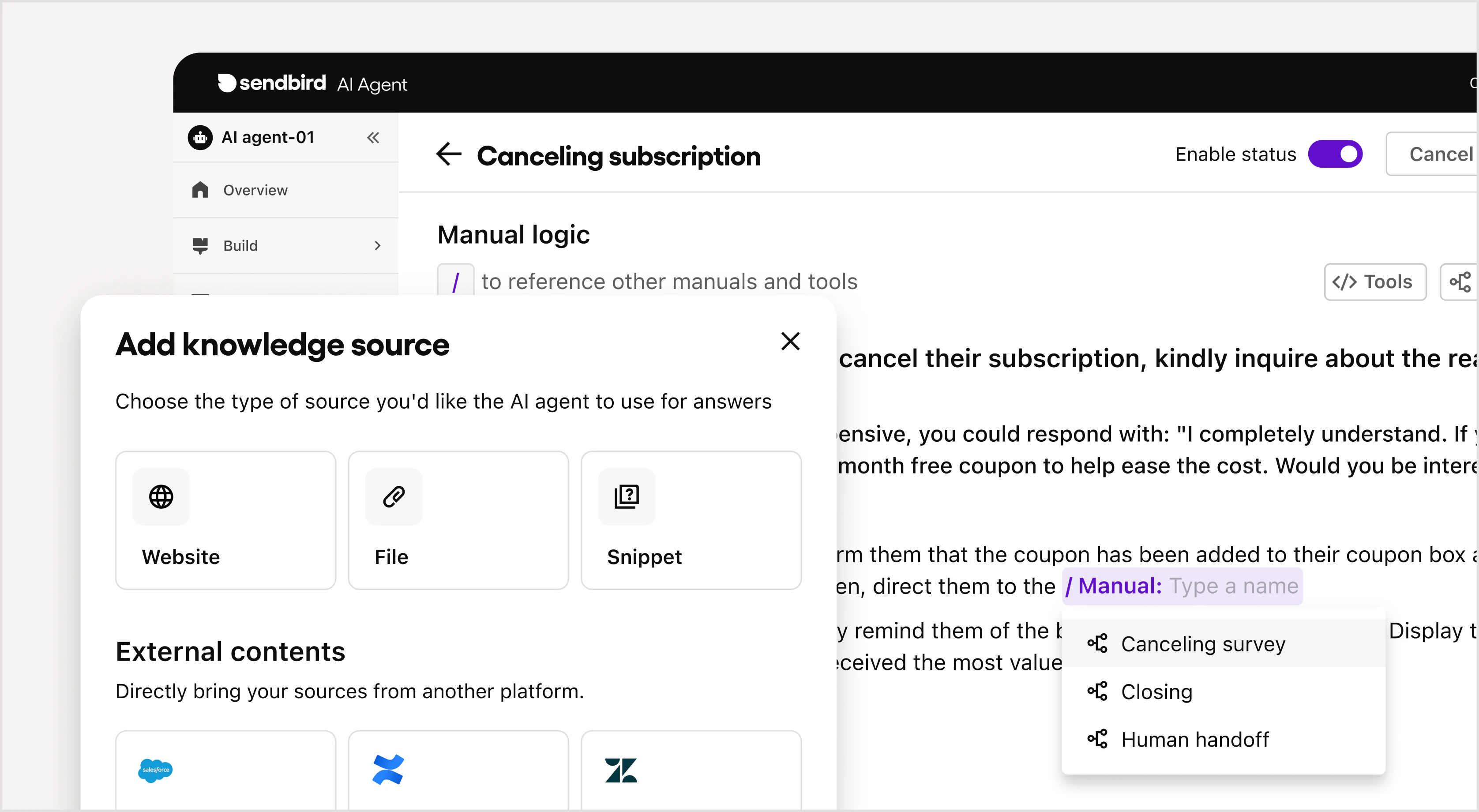 screenshot of Sendbird