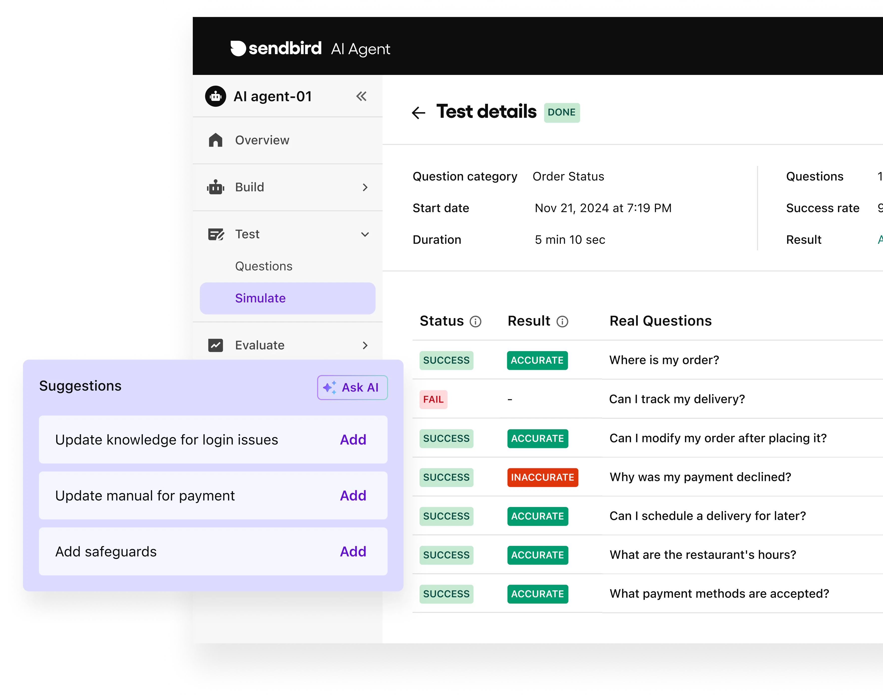 screenshot of Sendbird