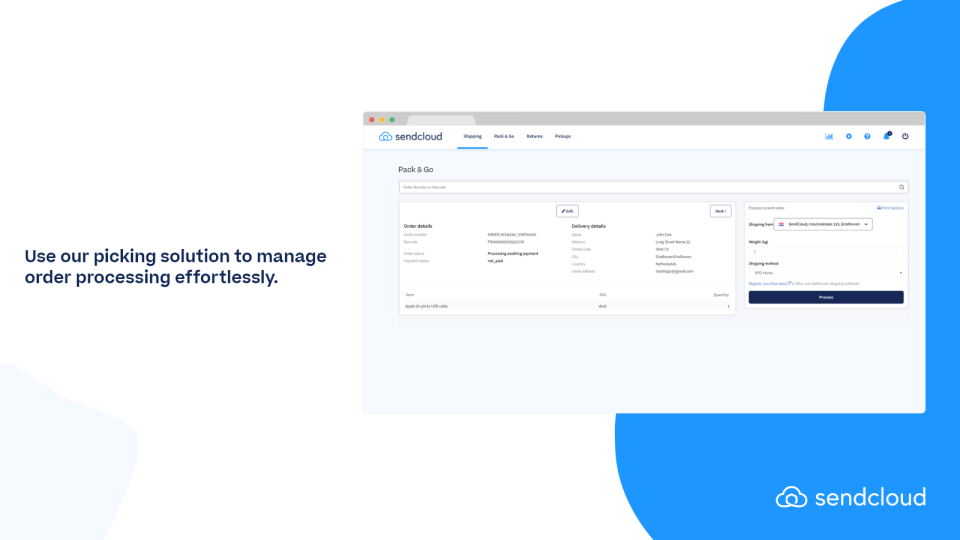 screenshot of Sendcloud