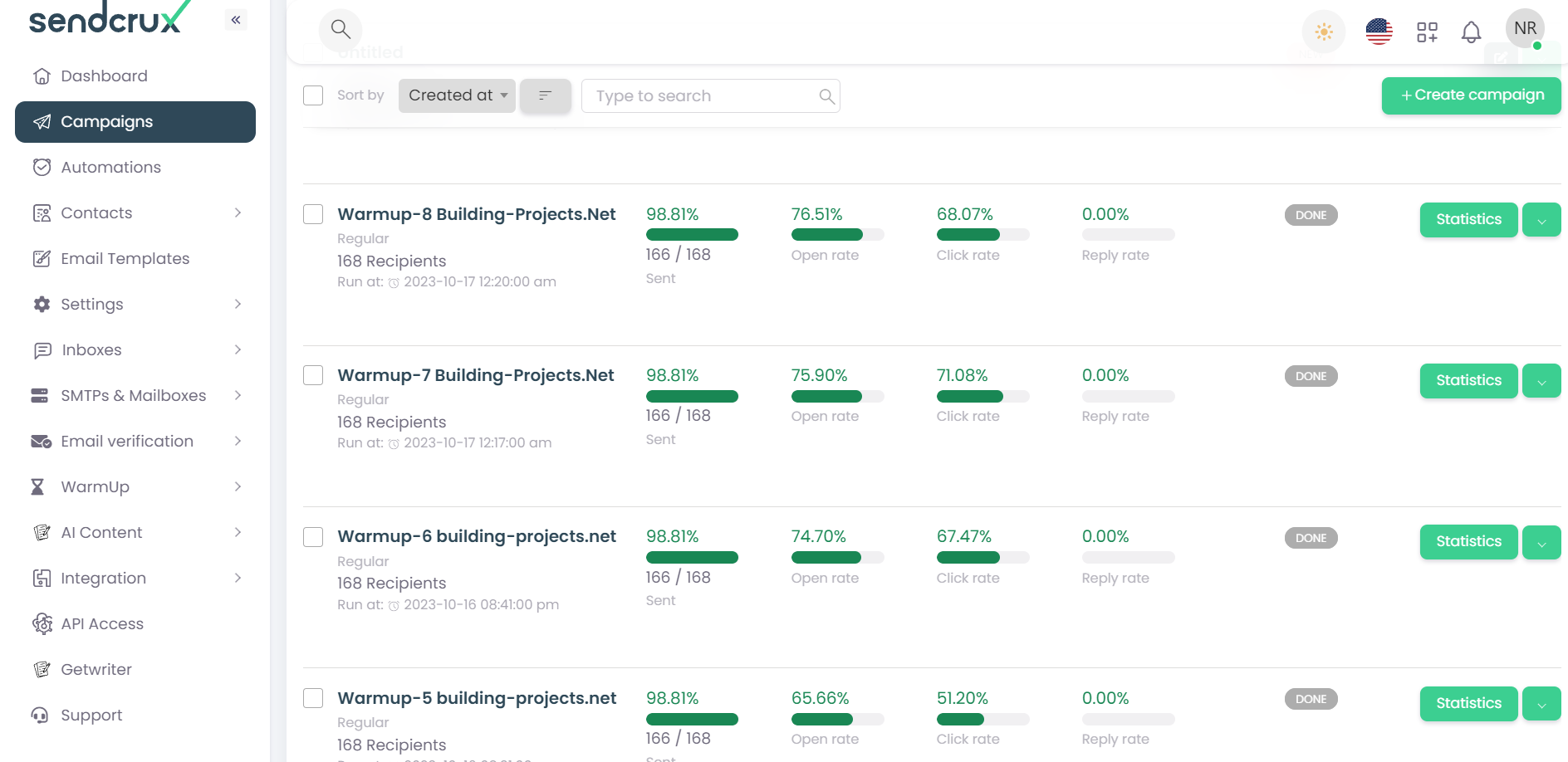screenshot of Sendcrux