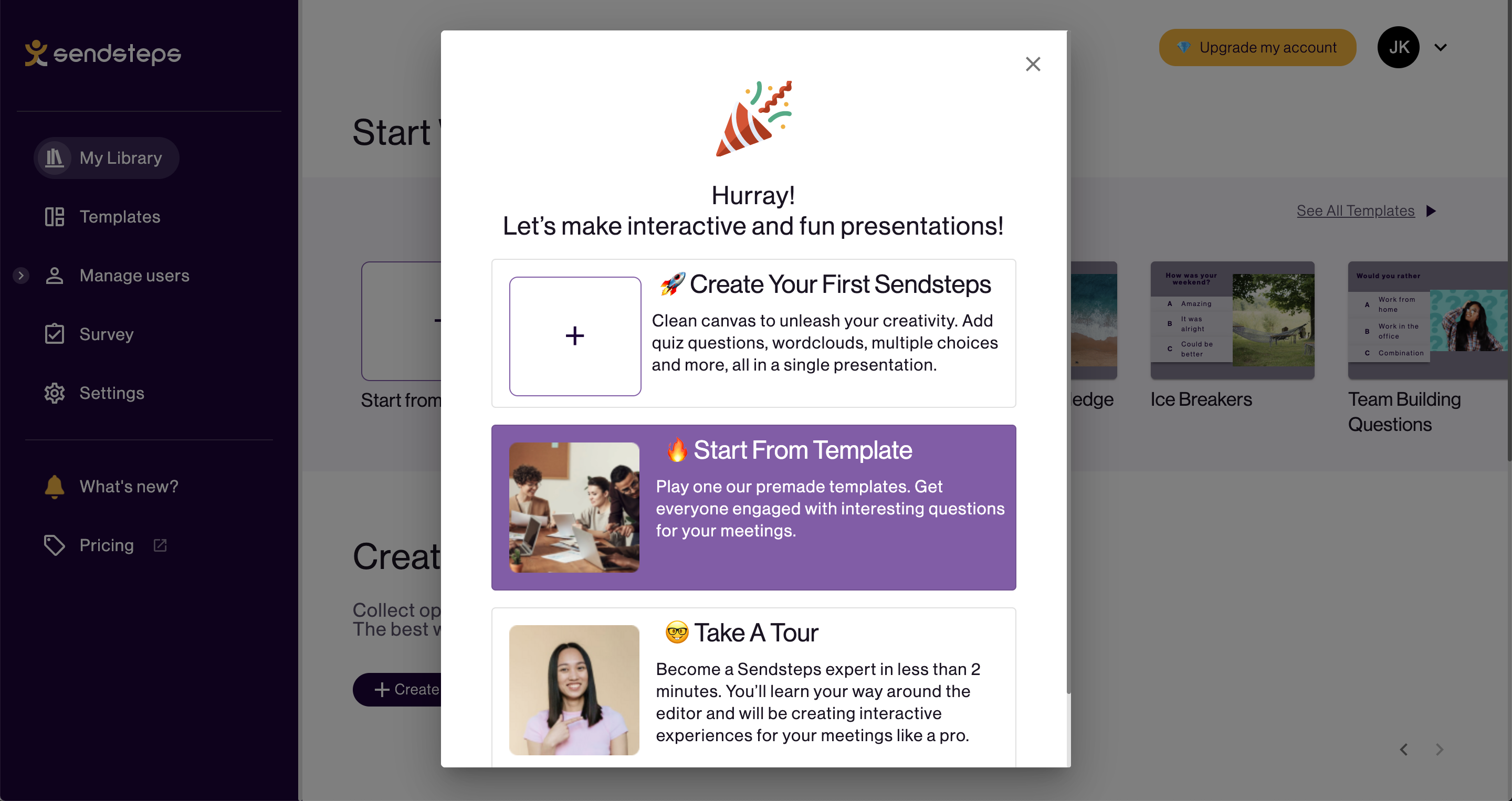 screenshot of Sendsteps