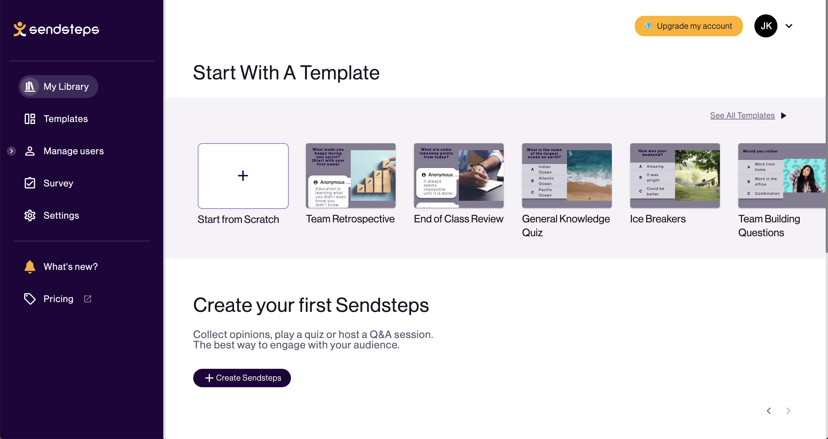 screenshot of Sendsteps
