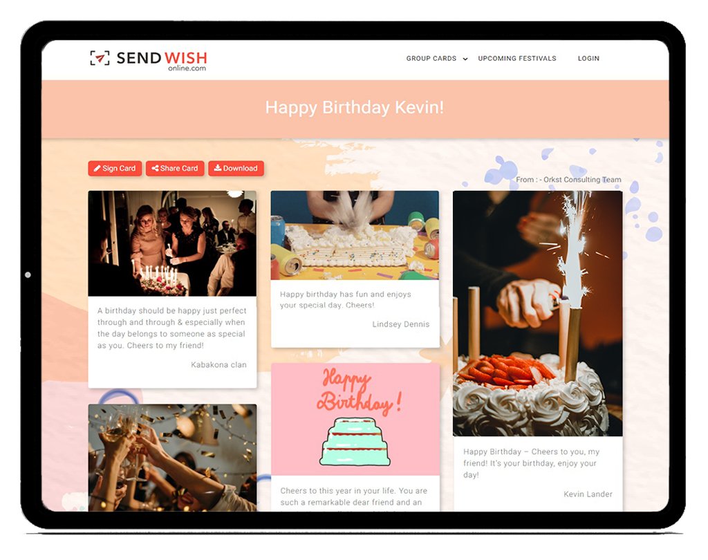 screenshot of Sendwishonline