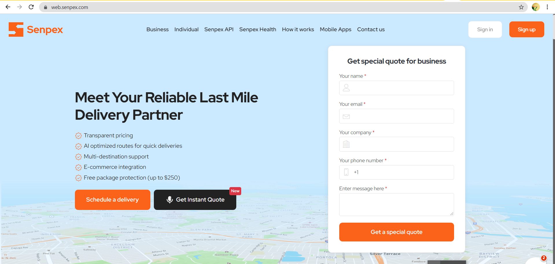 screenshot of Senpex